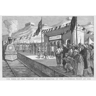 INDIEN Ankunft des Vize-Königszuges in Sibi - antiker Druck 1881