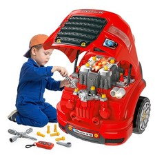 Mechanic Kids Truck Engine Toy Set Car Service Play Set Red