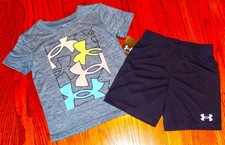 UNDER ARMOUR AUTHENTIC TODDLERS BOYS BRAND NEW ORIGINAL 2Pc SHORTS SET Sz 4, NWT
