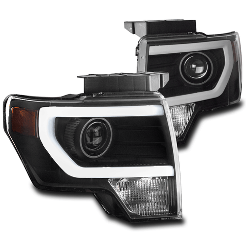 FOR FORD 2009-2014 F-150 TRUCK BLACK DRL LED TUBE PROJECTOR HEADLIGHT HEADLAMP - Bild 1 von 4