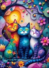 Cat Paint by Numbers Kit for Adults Beginner,Flower Paint by Number Kits on Ca..