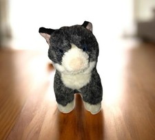 Melissa  Doug Plush CAT 8" Blue Eyes Heather Black White Stuffed Soft Toy Kitty