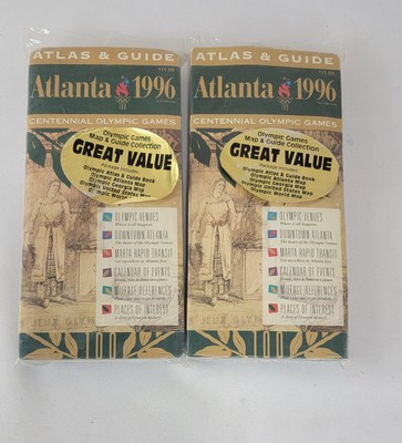 Lot of 2 1996 Centennial Olympic Games Map & Guide Collection Atlanta Unused 