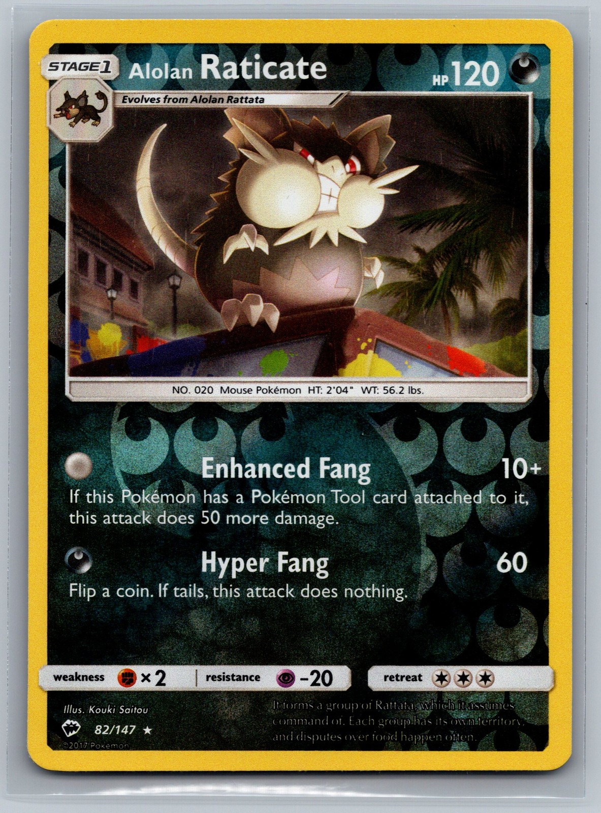Alolan Raticate SM - Burning Shadows #82/147 Rare,Reverse Holo Pokemon Card