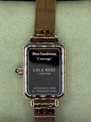 Lola Rose Blue Sandstone 'Courage' Gold Mesh Women's Watch, 3 ATM