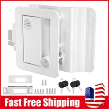 White RV Paddle Entry Door Lock Latch Handle Knob Deadbolt NEW Camper Trailer
