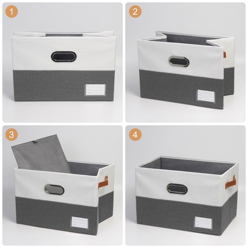 Open Foldable Fabric Storage Boxes Collapsible Versatile Bins Baskets Cubes - Picture 4 of 7