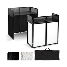 Portable DJ Booth Table, Foldable DJ Table Stand with White  Black Lighting ...