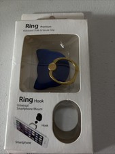 Cat Shaped Cell Phone Ring Holder Stand Hook Kickstand Blue Rotates 360 NIB