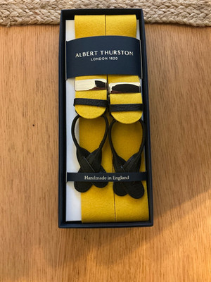 Albert Thurston Boxcloth Gold  with Blk leather Ends