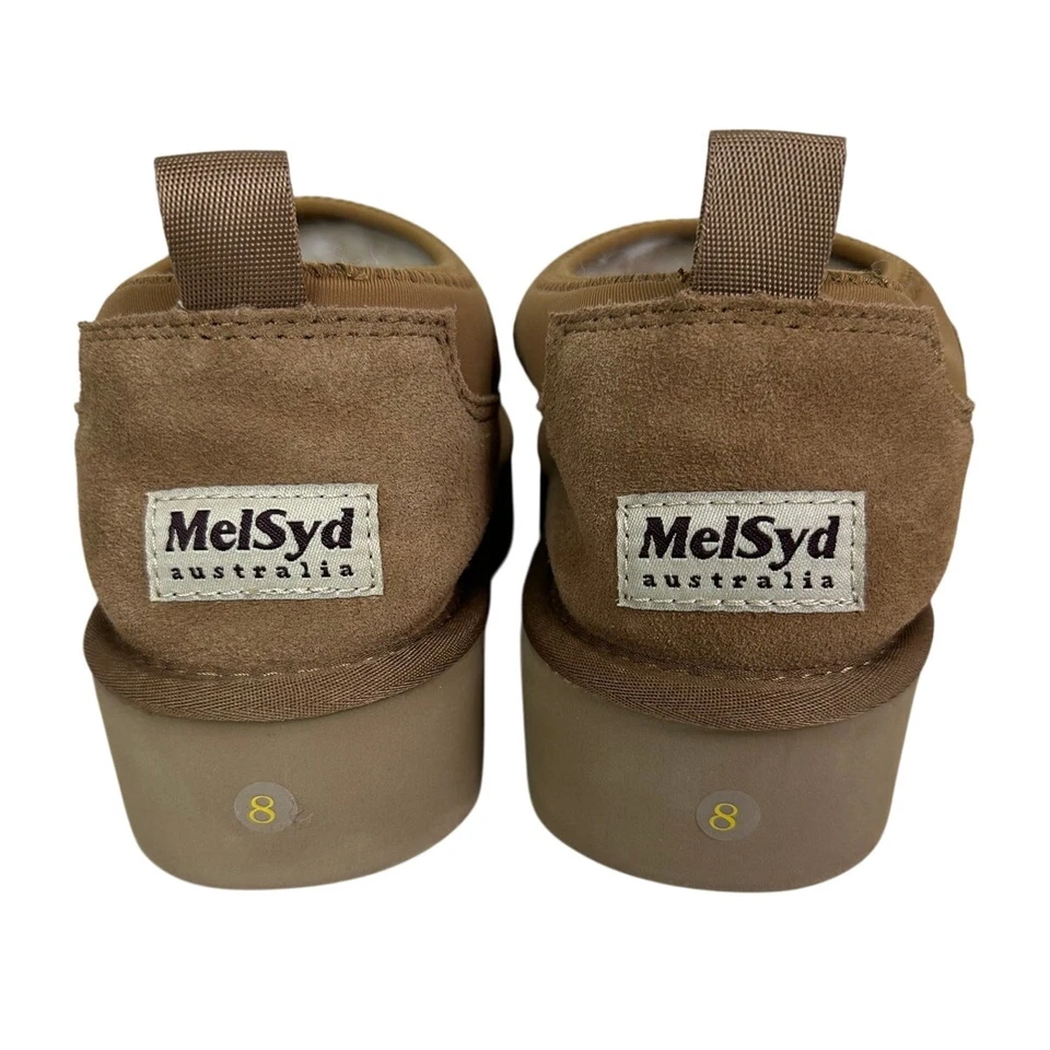 Mel Syd 澳大利亚女式真皮麂皮绒羊皮木底鞋厚底 8 码 — 第 2/4 张图片