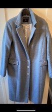 Wool blend  Women's Pale Blue Coat by Dorothy Perkins Lined good Condition 14 