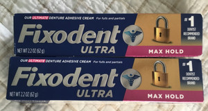 2 Fixodent Ultra MAX Hold 2.2oz. Each..Ultimate Denture Adhesive Cream