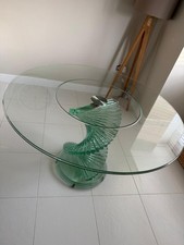 MODERN ROUND GLASS DINING TABLE WITH SCULPTURAL SPIRAL BASE 1200mm (120cm)