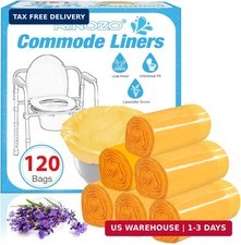 Commode Liners for Bedside Portable Toilet Chair Bucket 120 Count Lavender Scent