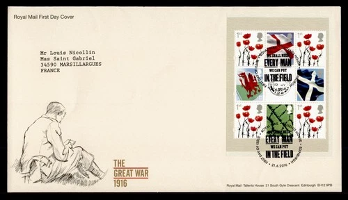 DR WHO 2016 GB FDC WWI ANIV S/S M77360