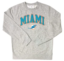 NFL Men's Miami Dolphins Embroidery Soft Ribbed Cuff Crewneck Sweatshirt Various