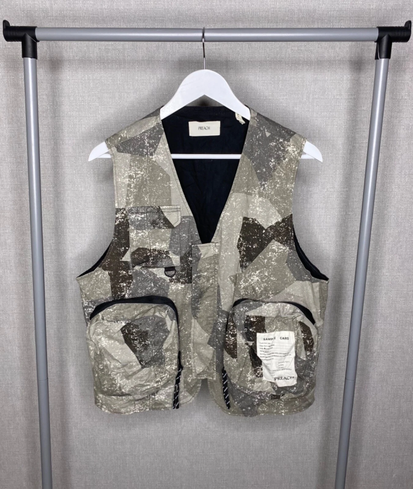 Preach Camo Zip Vest Jacket Size S Multicolor Logo Sample