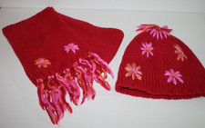 Pumpkin Patch Girl's Hat and Scarf Knit Red Size 5-11 years old 