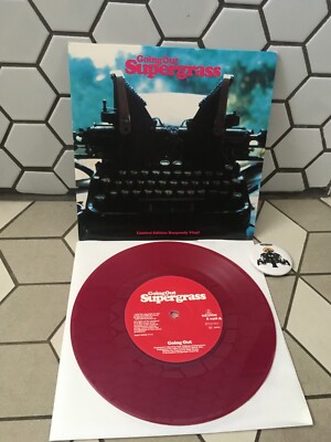 SUPERGRASS  Going Out UK 1996 LTD BURGUNDY WINE NEW 7'' VINYL GAZ COMBES + BADGE