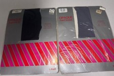 2 K-MART Vintage DOVE GREY  NAVY Opaque Nylon PANTYHOSE Size MEDIUM TALL 1970's