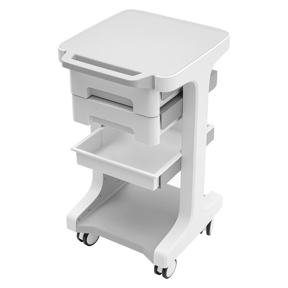 2 Drawers Beauty Salon Trolley Cart 3 Tiers Mobile Storage Cart ABS