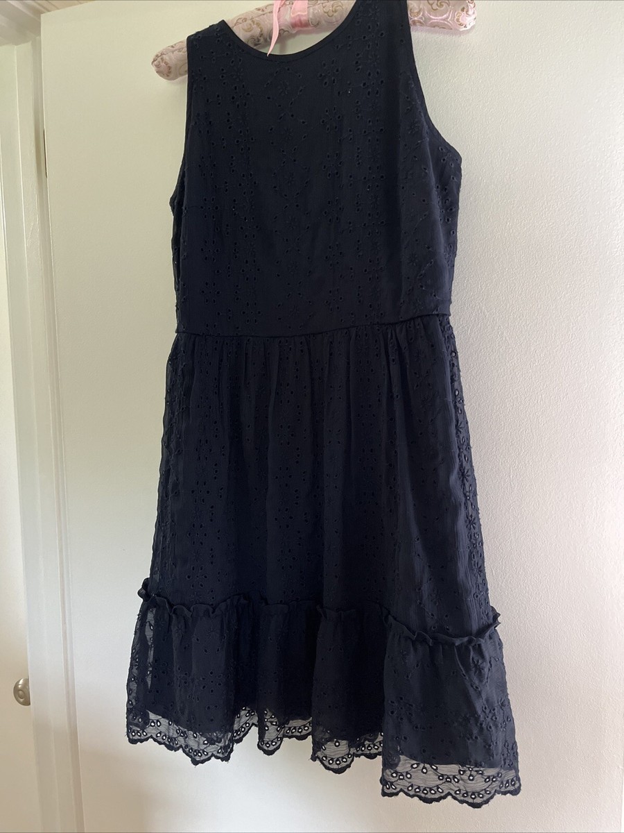 ann taylor loft blue dress Sleeveless Navy Lined Eyelet Dress- Size 0 TFNC long sleeve shoulder one shoulder bodycon dress Size Guide:10