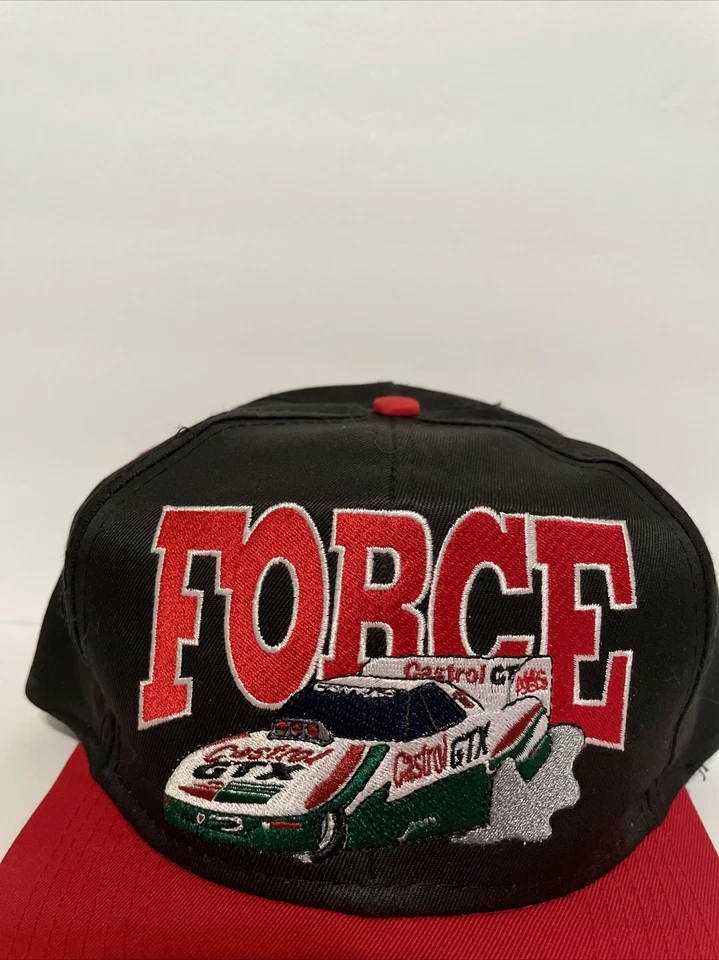Sombrero SnapBack Vintage Años 90 Logo 7 John Force Negro y Rojo Foto 2 de 4