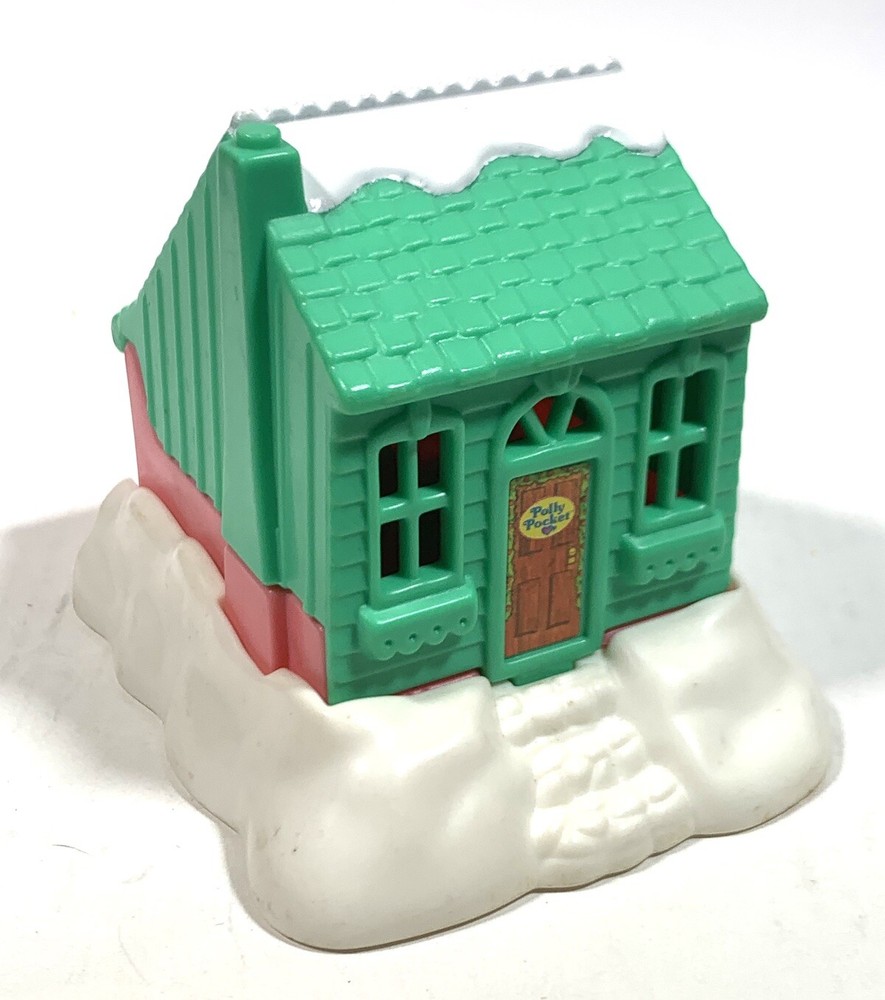 Bluebird Polly Pocket Christmas Cottage Green House Snow 1995 McDonald's Toy Vtg