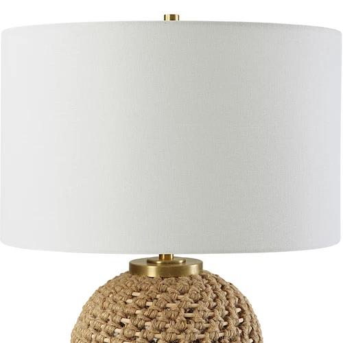 Natural Knotted Rope Wrapped Rattan Table Lamp 25 in Coastal Cottage Casual - Picture 5 of 7