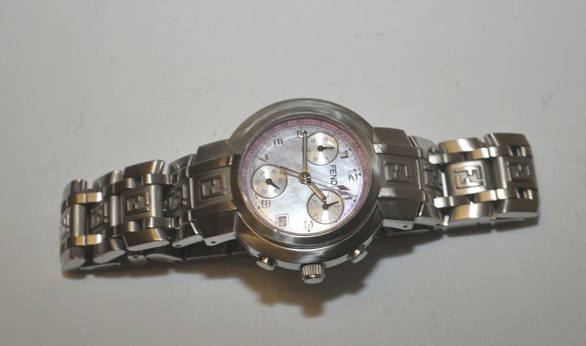 FENDI Zucca Orologi 4500L Pink MOP Dial 32mm SS Quartz