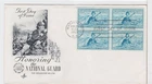 TurtlesTradingPost - National Guard- 1953 FDC #1017 Artcraft Cachet- Block of 4