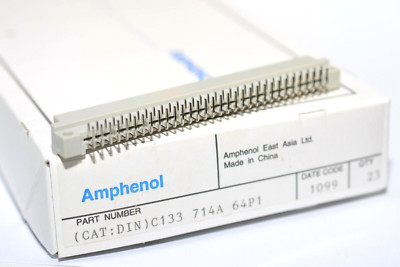 2x Stiftleiste von Amphenol Typ C133 714A 64P1, 2x 32 = 64-polig, vergoldet, NOS