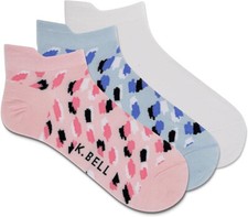K. Bell Womens Low Cut Socks, 3 Pairs, Size 4-10,Abstract Animal Print, 3 Colors