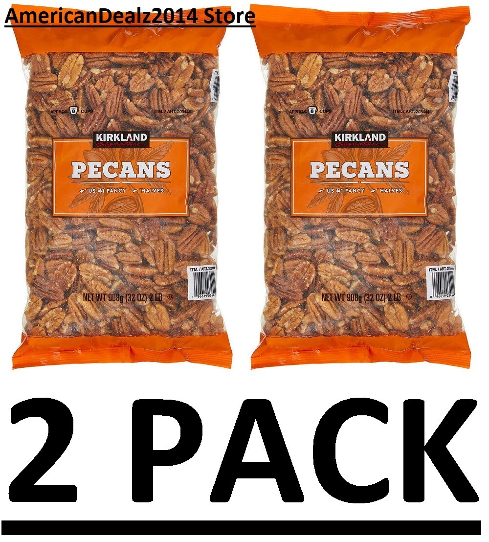 2 PACK - Kirkland Signature Shelled Pecans Halves Nuts 32oz