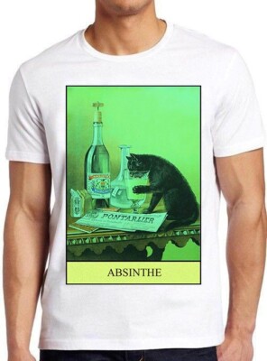 T-Shirt schwarze Katze Glück lesen Absinth lustig cool Geschenk C1168
