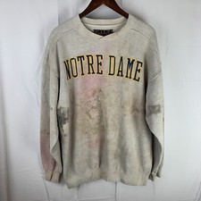 Vintage Notre Dame Fighting Irish Galt Sand Sweatshirt Gray Large Thrashed