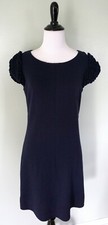 ELIZA J Dark Blue Ruffle Cap Sleeve Gold Zip Back Stretch Career Formal Dress 10