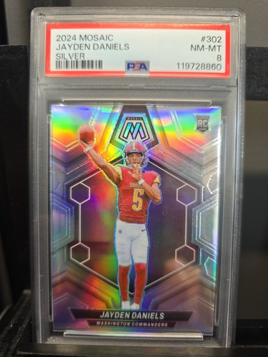 Jayden Daniels Psa NM-MT 8 2024 Mosaic Silver RC #302