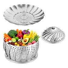 Sayfine Vegetable Steamer Basket, Premium Large ( 6" to 10.5"), Silver