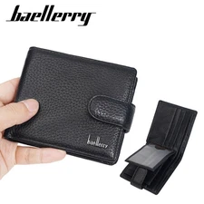 Leather Bifold Short Wallet Man's Credit&ID Card Holder Wallet with Window Slot 