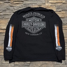 Harley Davidson Graphic Shirt Men Large Long Sleeve Motorcycle Black Connecticut