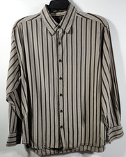 Tommy Bahama Striped 100 Silk Button Down Long Sleeve Men's Shirt Size XL