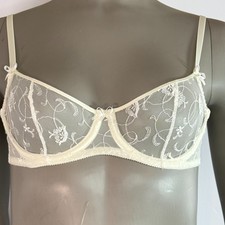 Victoria's Secret Sheer Lace Underwire Bra Ivory Floral 34B Y2K Vintage 12/95