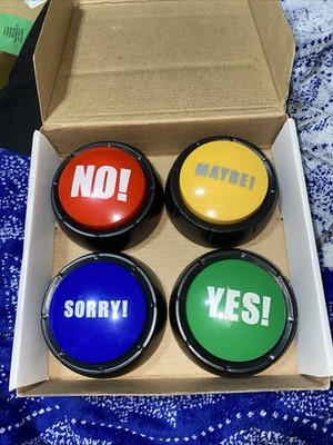 Set of 4 Interactive Sound Buttons - NO, YES, Sorry, Maybe - Fun Toys for Kids