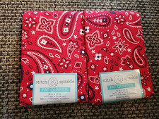 2X Fat Quarter Red Bandana Print Cotton Quilting Fabric