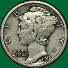 1916-S Mercury Dime Choice Extremely Fine XF+ Coin #36885