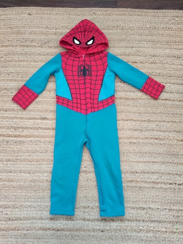MARVEL SPIDER MAN Boys Hooded Union Suit Pajamas Toddler Size 4 - Picture 1 of 4