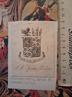 19th cent Armorial EX LIBRIS BOOKPLATE J R Spencer Philips