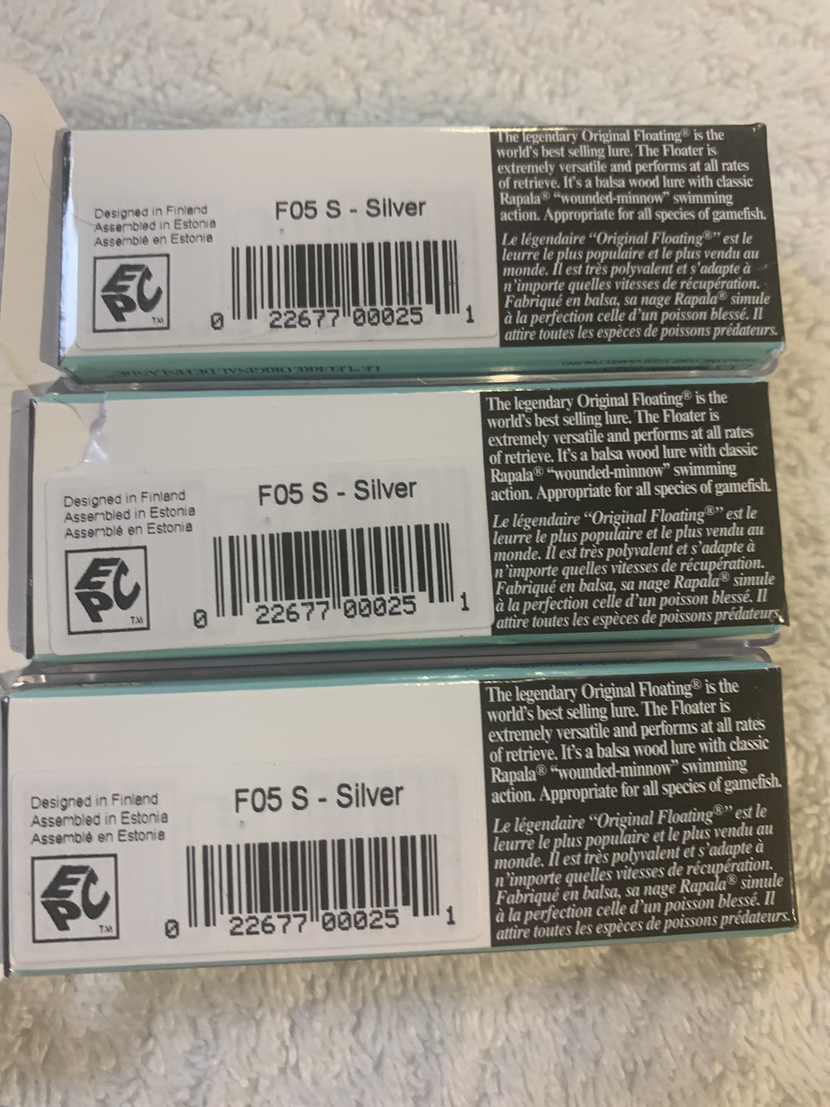 (LOT OF 3) RAPALA ORIGINAL F-5   1/16oz.   SILVER  NIP